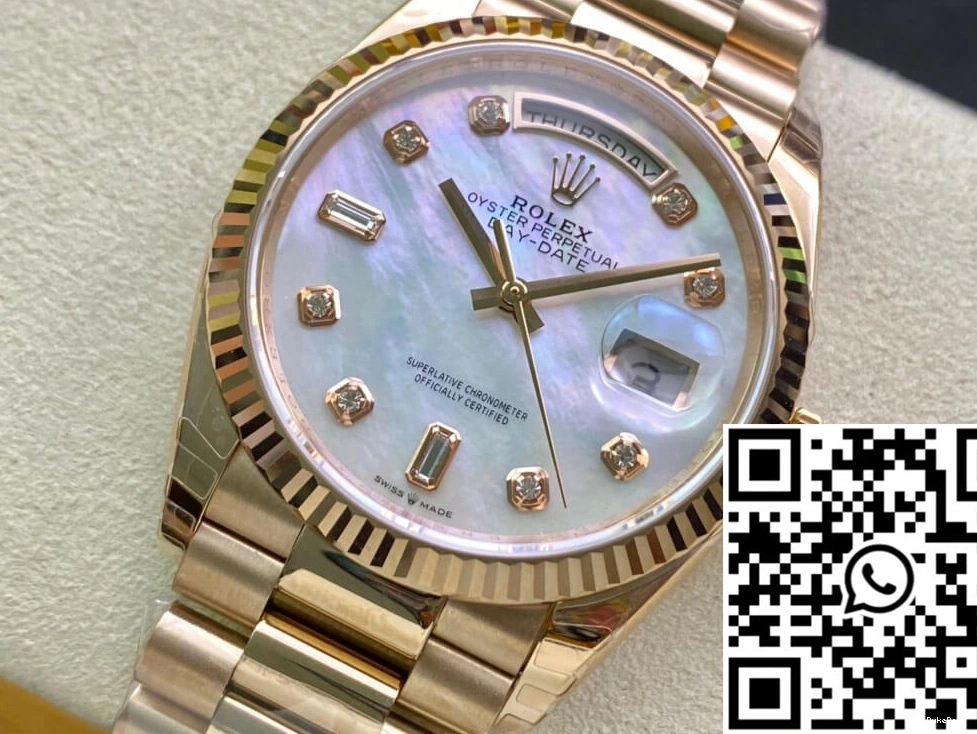 White Mother-Of-Pearl EW Day Date Rolex M128235-0029 Dial Factory 0428